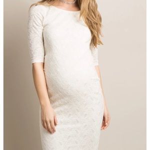 Petite Ivory Lace Maternity Dress